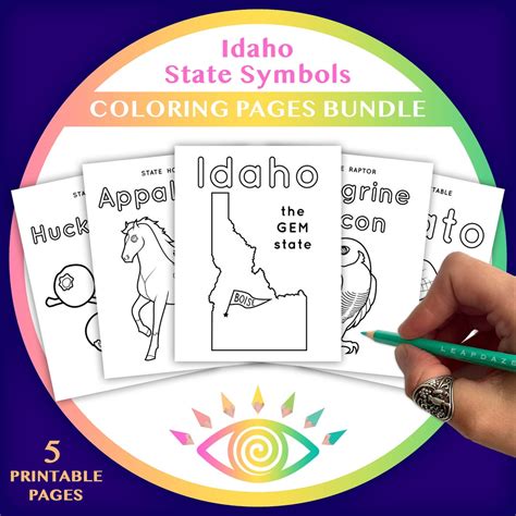 IDAHO State Symbols Coloring Pages Bundle - Instant Download - Etsy