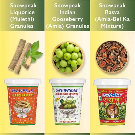 Snowpeak Combo of Rasva, Liquorice (Mulethi) & Amla Granules (3 X 50g ...