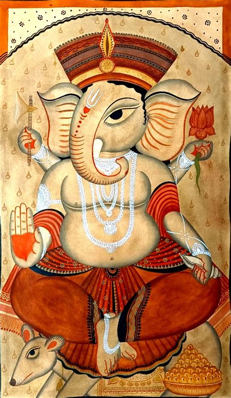 Buy Today Ganesha, Kalighat Art by Bapi Chitrakar- MeMeraki