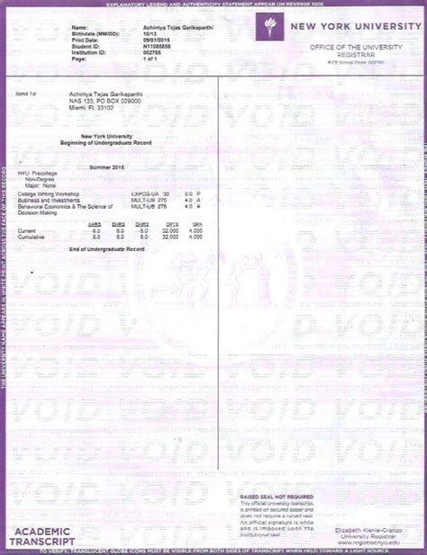 Image result for NYU Transcript