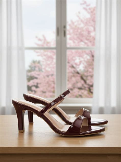 Maroon Patent Kitten Heels Sandals for women – LYDC London