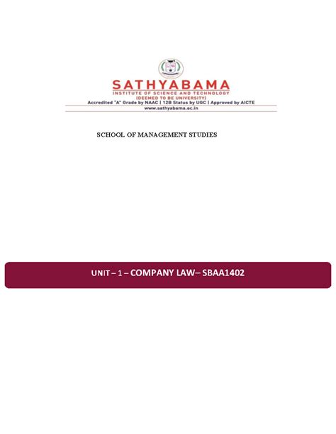Company Law Notes: Understanding Joint Stock Companies (SBAA1402) - Studocu