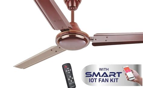 Buy Halonix Helion Smart IOT Wi-fi 1200MM Ceiling Fan (Pack of 1, Brown ...