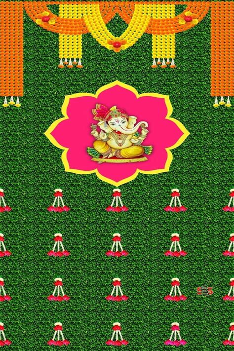 PELLISANDADI Stylish Grass Ganeshji Backdrop Cloth | for Pooja ...