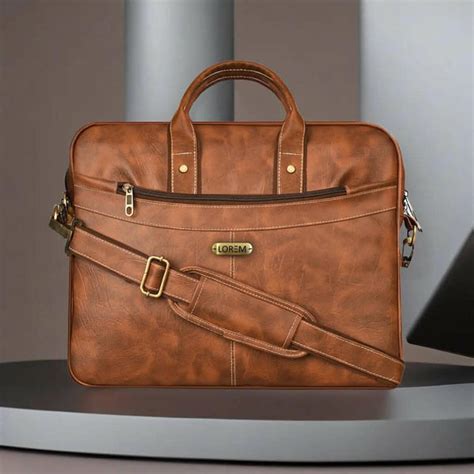 LOREM Tan Faux Leather Laptop Messenger Bag (unisex, 10L, BG14) – HalfPe