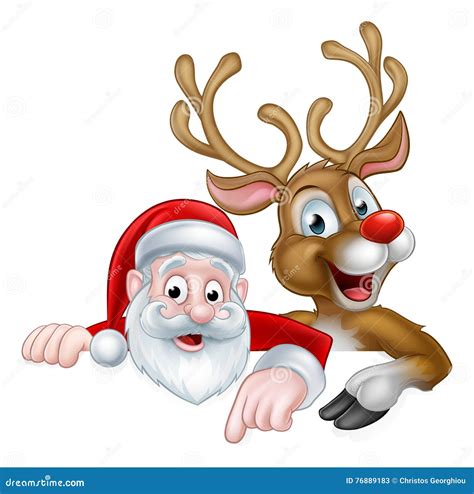 Cartoon Christmas Santa and Reindeer Stock Vector - Illustration of ...