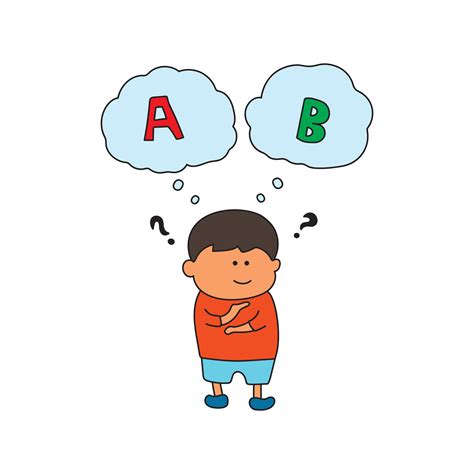 kids drawing Vector illustration of a boy thinking about plan A or B ...