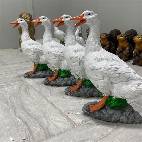Large 17" Cement Porch Goose Statue, American Dress up Goose Statue ...