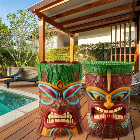 Amazon.com: Menkxi Set of 2 Large Tiki Statue, Outdoor Tiki Hawaii Side ...