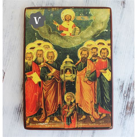 Православная икона "Собор двенадцати апостолов", деревянная иконная ...