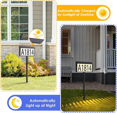 Buy Solar Powered Address Sign House Numbers Waterproof, 3 Lighting ...