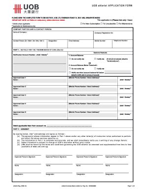 UOB EAlerts! APPLICATION FORM - United Overseas Bank - UOB - Fill and ...