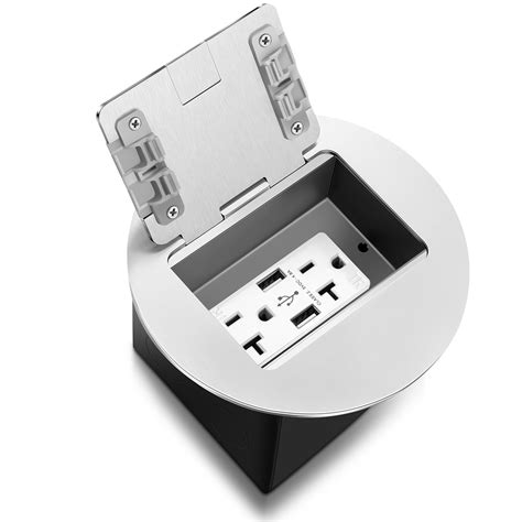 Kanayu Silver Recessed Floor Outlet 3.98"x3.66"x3.15" 1-Gang with 4.8A ...