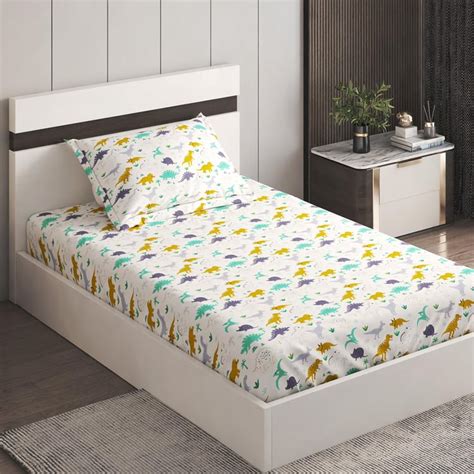 Buy Slate Cotton 150TC Printed 2Pcs Single Bedsheet Set from Home ...