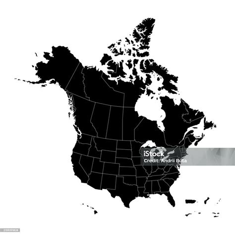 Detailed Vector Map Of The Usa And Canada With State And Province Borders Detailed North America ...