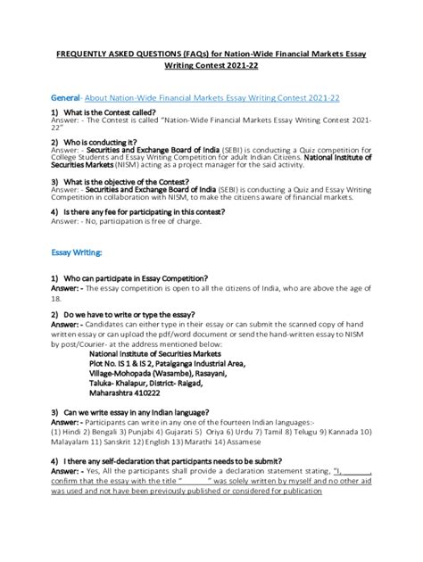 Fillable Online Final Round- SEBI-NISM Nation wide Financial Markets ...