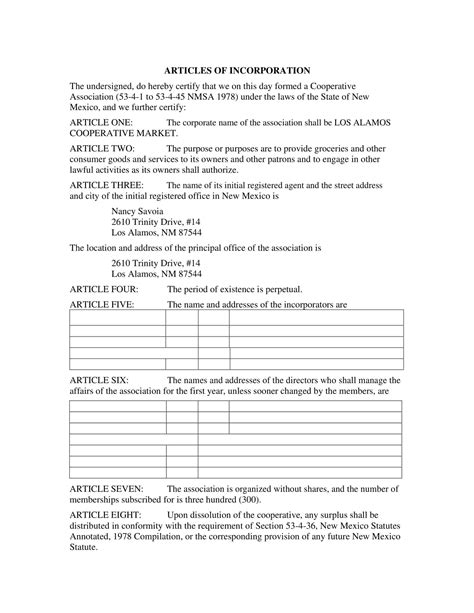 Free Printable Articles Of Incorporation Templates [PDF, Word] Non Profit