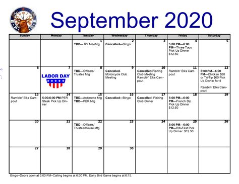 Elk Grove District Calendar