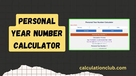 Personal Year Number Calculator | CalculationClub 2025