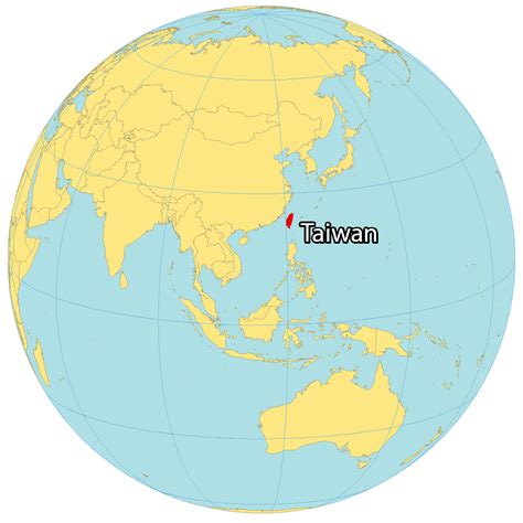 Taiwan on the world map