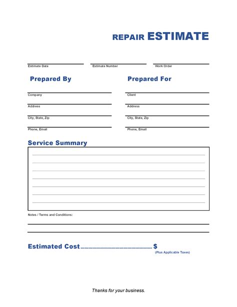 Computer Repair Estimate 的图像结果