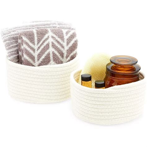 Farmlyn Creek Cotton Woven Baskets for Storage, White Organizers (2 ...