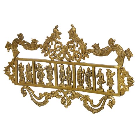 eCraftIndia Golden Brass Peacock Designer Vishnu Dashavatara - Ten Inc