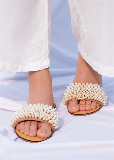 Get Pearl Embellished Strap Beige Flats at ₹ 1599 | LBB Shop