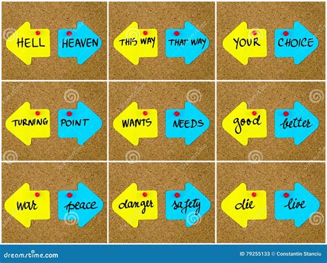 Antonym Concepts Written on Opposite Arrows Stock Illustration ...
