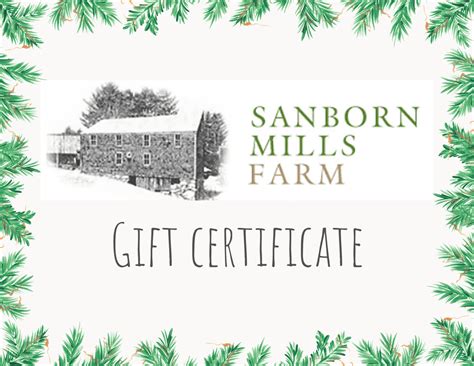 Physical Gift Certificate - Sanborn Mills Farm