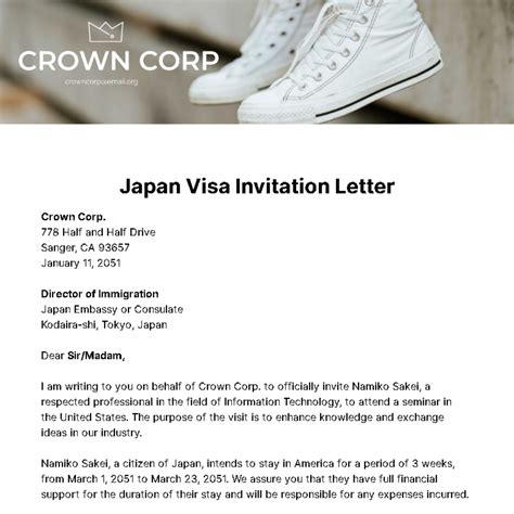 Sample Of Letter Of Invitation To Visit Japan
