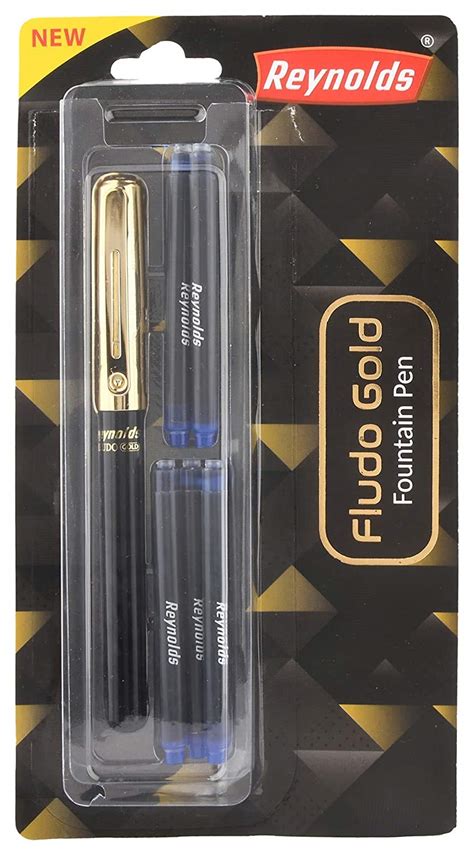 Reynolds Fludo Gold Fountain Pen & 5N Jumbo Ink : Amazon.in: Office ...