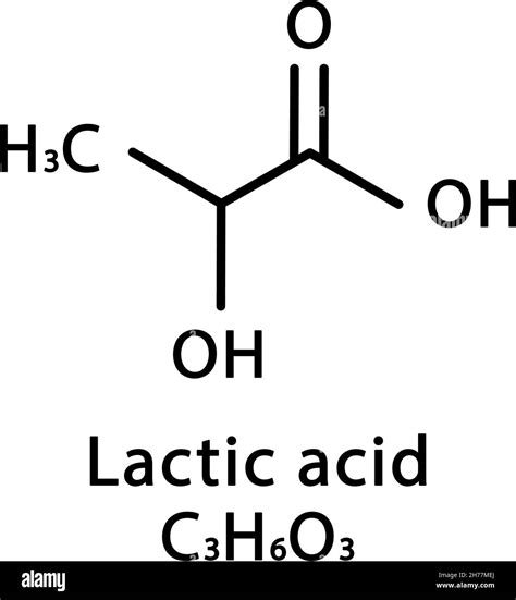 Lactic acid molecular structure. Lactic acid skeletal chemical formula. Chemical molecular ...