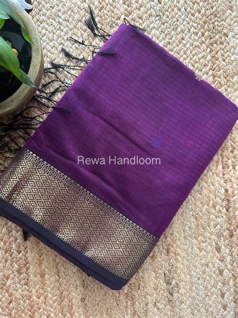 Purple-Violet Butta Pallu Zari Border Maheshwari Saree BTPS060 – Rewa ...