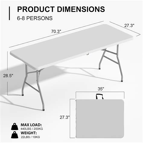 TRINEAR 6FT Folding Table 2 Pack, Portable Plastic Folding India | Ubuy