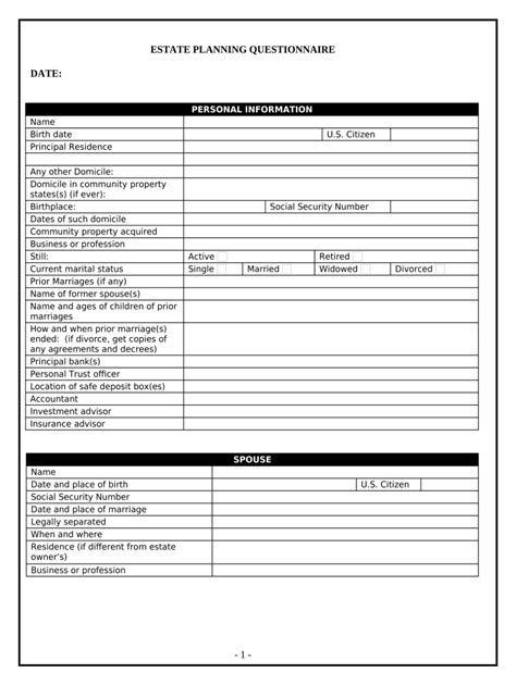 Estate Planning Questionnaire - Fill Out, Sign & Share Online | pdfFiller