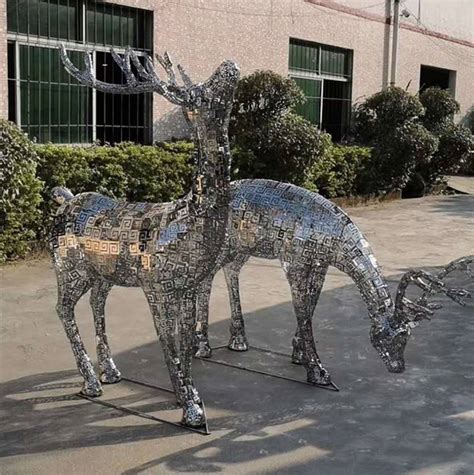 玻璃钢树脂彩绘梅花鹿麋鹿雕塑动物雕像城市广场公园林花园雕塑_虎窝淘
