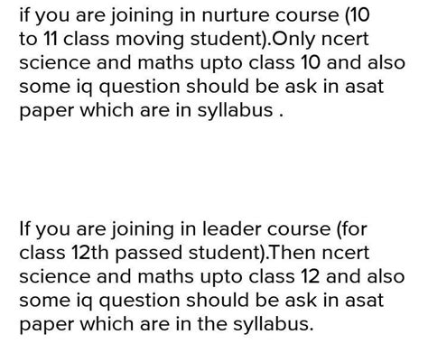 what is the syllabus for ASAT nurture admission test - Brainly.in