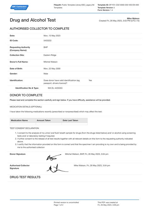Drug Test Consent Form template: easy to complete consent forms