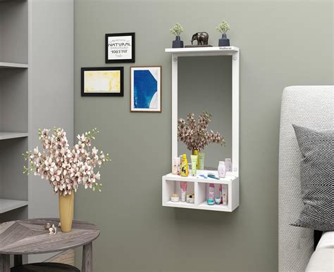 Buy Madhuran Engineered Wood Wall Mounted Dressing Mirrors Table with 2 ...