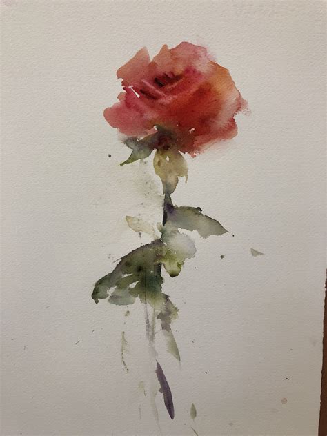 Watercolor Flower Art: Red Rose Painting