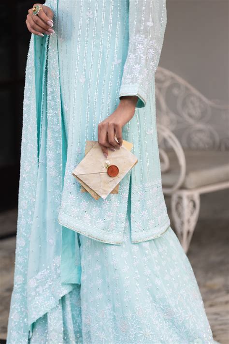 Blue Chikankari Sharara Set – Suhani Gurnani