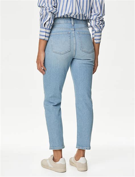 Buy High Waisted Slim Fit Cropped Jeans at Marks & Spencer