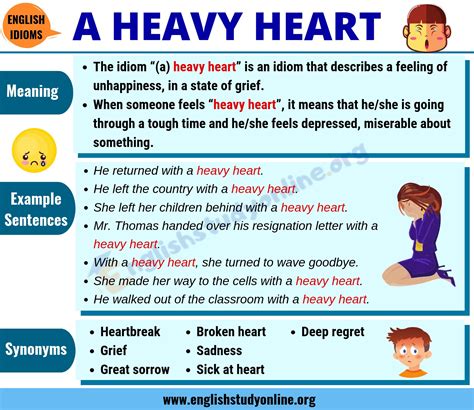 (A) Heavy Heart: Definition with Useful Examples & Synonyms List ...