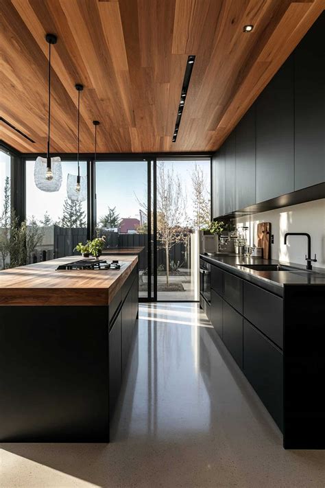 Kitchen Black And Wood