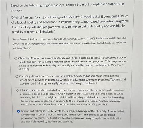Solved Based on the following original passage, choose the | Chegg.com