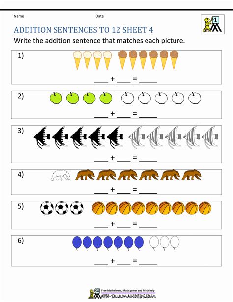 Image result for First Grade Addition Worksheets