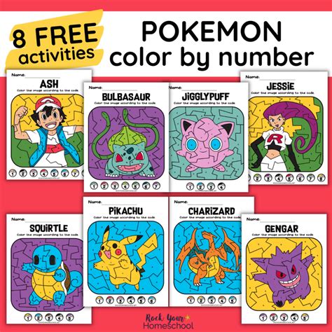 Image result for Pokemon Color by Number Coloring Pages