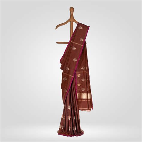 Phycus Blooms Chocolate Banarasi Handwoven Saree – The Warp 'n Weft
