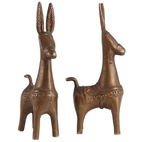 ExaggeratedÂ BrassÂ Donkey Statue In Pair